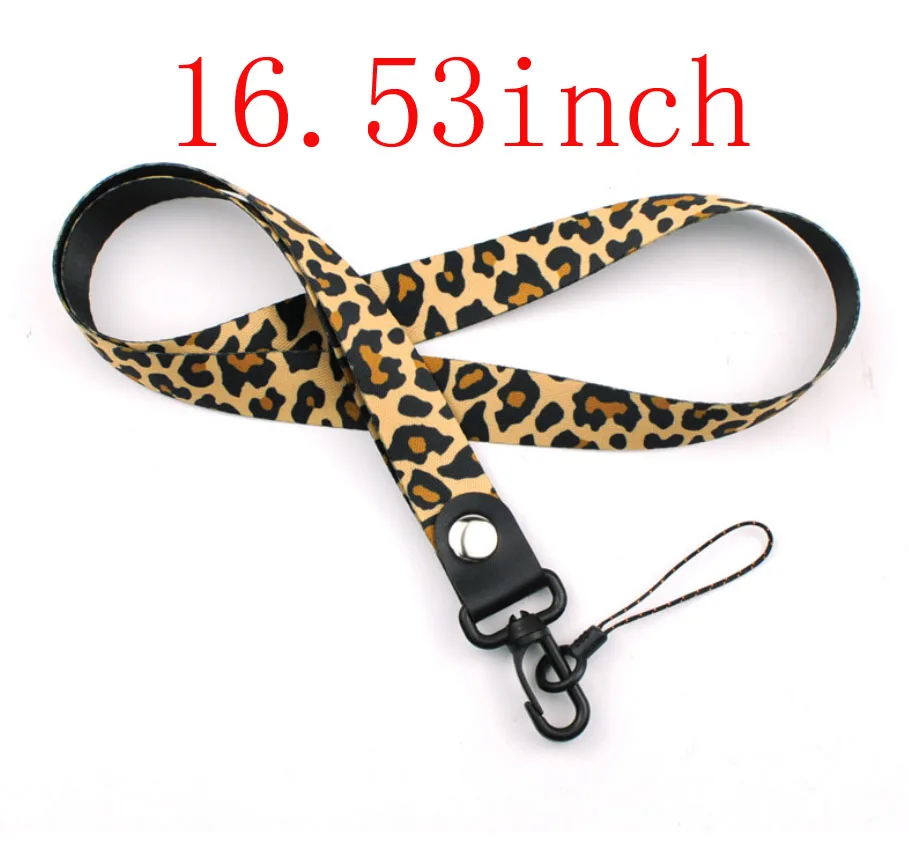 16.53inch Brown Ремешки на шею с леопардовым принтом для ключей, гепард, ID, значок на шею для телефона, ремешки на шею с брелоком для смарт-телефона, ID карты - Цвет: 16.53inch Brown