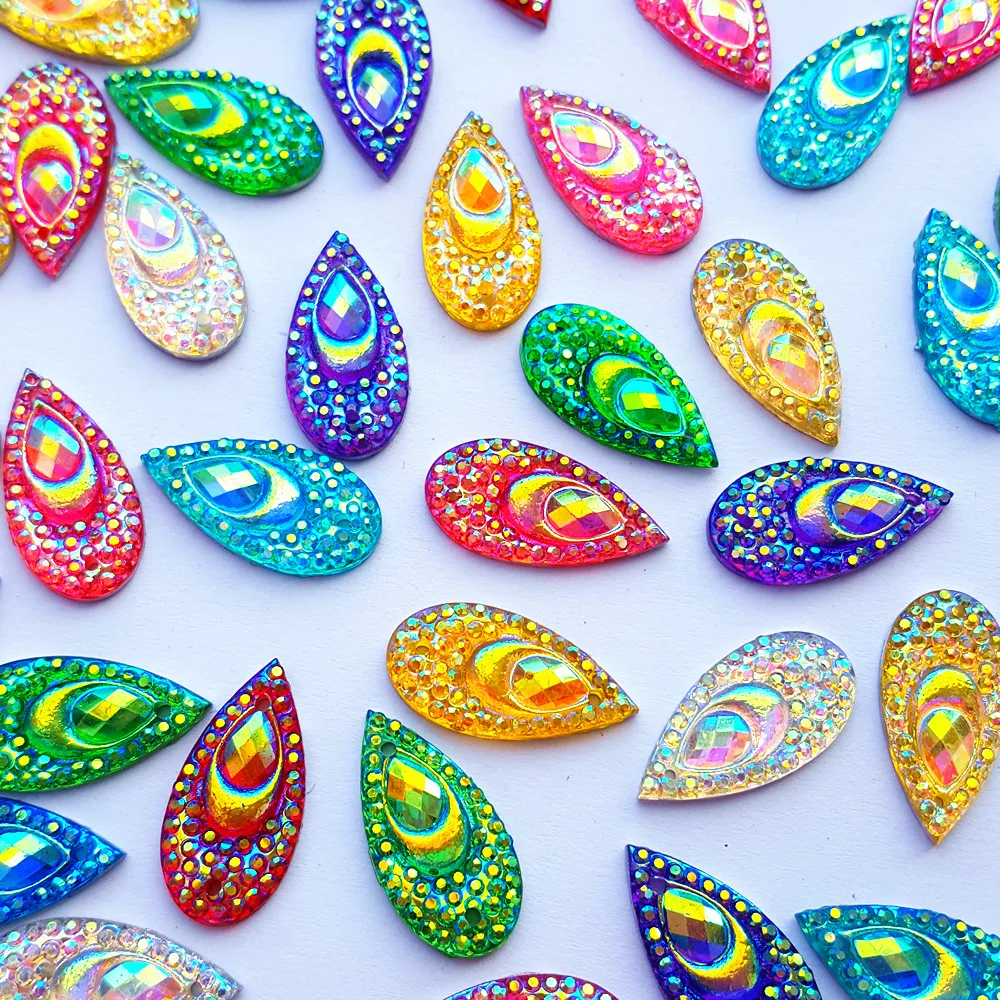 Красивая в виде капель грушевидной формы Diy пришить Одежда AB Стразы смешанный