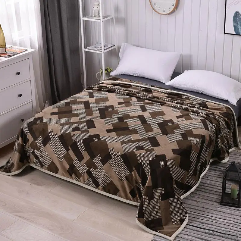 Зимнее одеяло из кораллового флиса домашняя теплая и экологичная печать