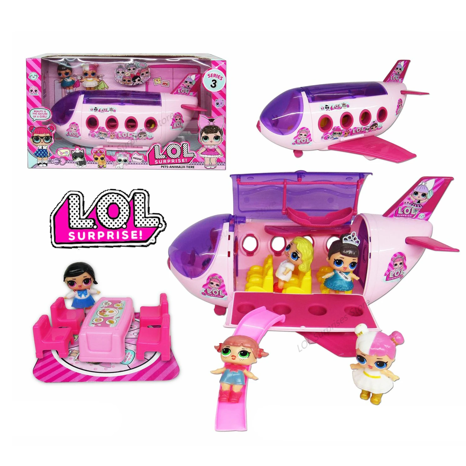 

LOL Surprise Dolls Original Airplane Toys for Girls Lols Doll House Furniture DIY Dollhouse Kit Anime Figure Birthday Gifts