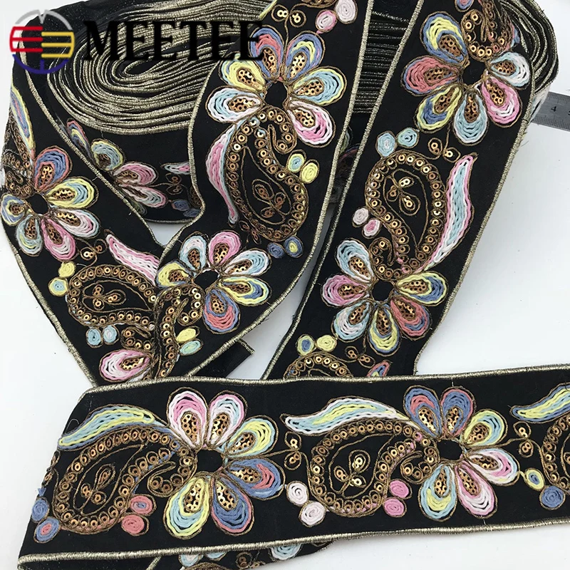 4/9 метров 7 см модные вышитые кружевные ленты с блестками тесьма для одежды сумки