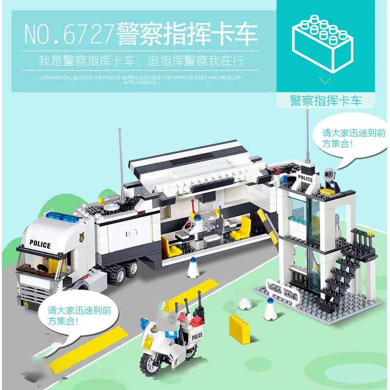 

City Creative Blocks Police Command Truck Street Scene Architecture Building Technic with Bricks Sets DIY Assemble Boys Toys