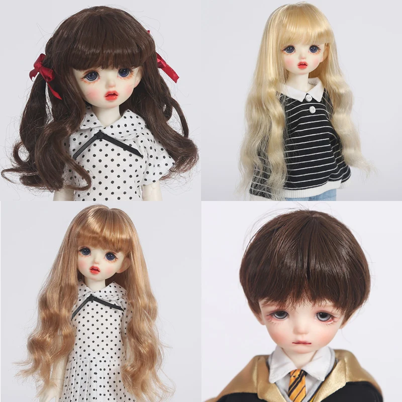 1/6BJD парик из молочного шелка мягкие поддельные волосы челка длинные бант