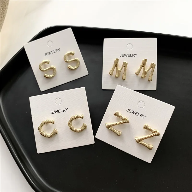 Корейские простые Эффектные серьги золотые серьги-гвоздики для женщин