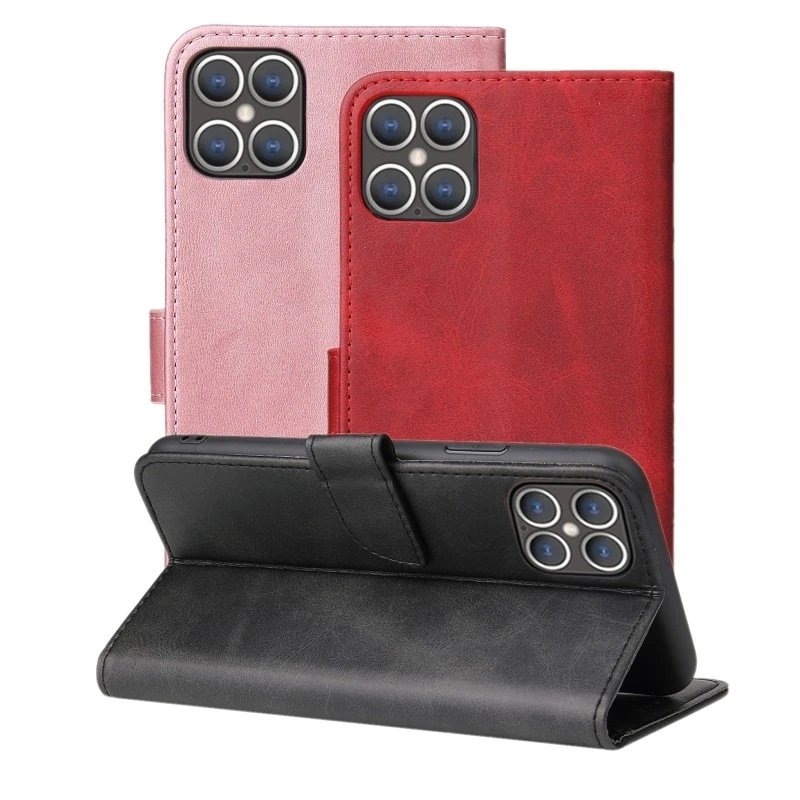 

Genuine leather phone case for iphone12mini business style flip cover back case