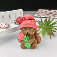 dw0241 przy lop eared rabbit candle moulds woolen hat rabbit hug flowers mold silicone bunny mold soap molds clay resin moulds
