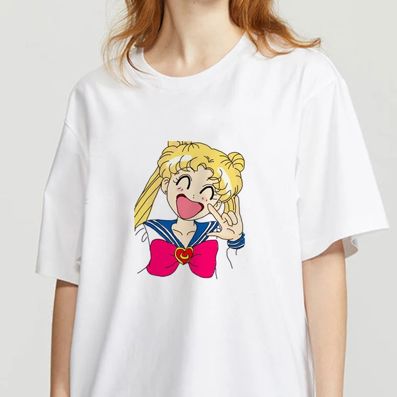 

Women summer cartoon clothing Harajuku Ullzang Cute T-shirt 90s Graphic Aesthetic Female Tshirt Korean Style Cute Top Tees