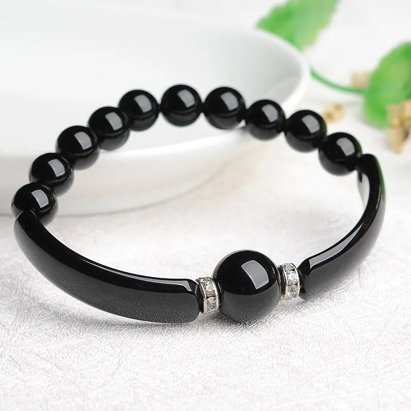 Натуральный агат дорога через Браслет Женская Нефритовая рука String нефритовый