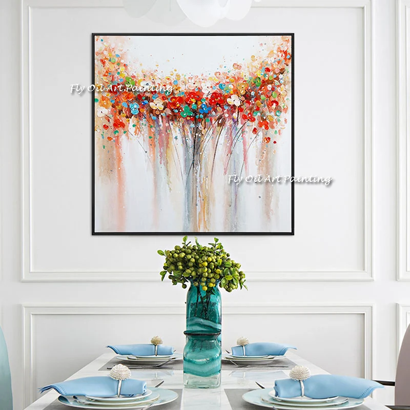 

Knife canvas orange flower abstract oil painting wall art home decoration picture hand painting on canvas 100% hand painted