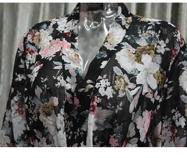 

Muslim Abaya Chiffon Print Floral Dress Cardigan Long Robe Gowns Tunic Kimono Ramadan Islamic Prayer Clothing Worship Service