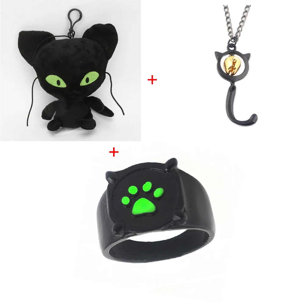Детские любимые игрушки волшебное кольцо и колье на удачу с эльфом черной кошкой