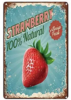 

Oulili Metal Sign Strawberry Natural Tin Sign Retro Plaque Poster 8X12 Inch Wall Decor