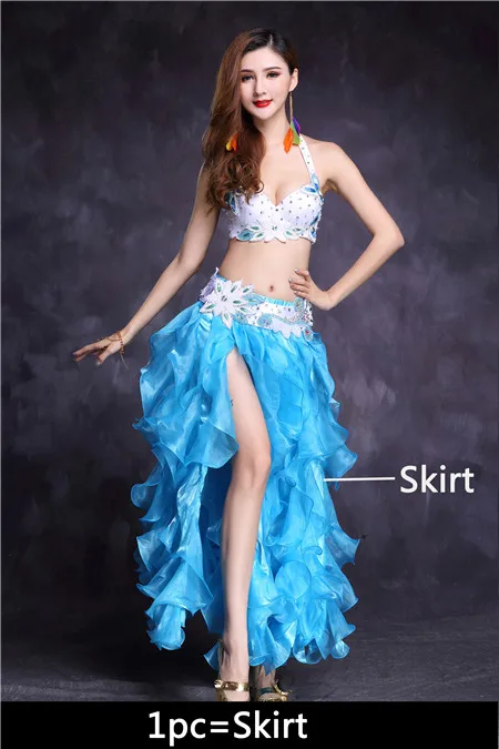 Ocean Blue 1pc Высокое качество танец живота костюм юбка для танца живота танцевальное платье Топ Бюстгальтер Болливуд Египетский Восточный танец одежда для взрослых женщин Новинка - Цвет: Ocean Blue 1pc