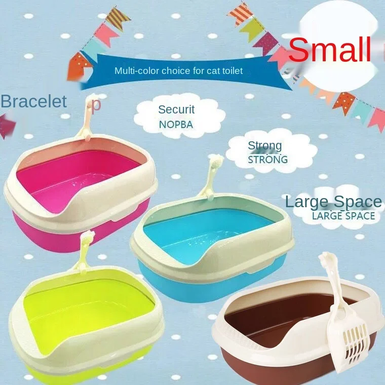 

The new pet cat litter box small simple style semi-enclosed cat toilet cat poop box anti-splashing free cat litter shovel