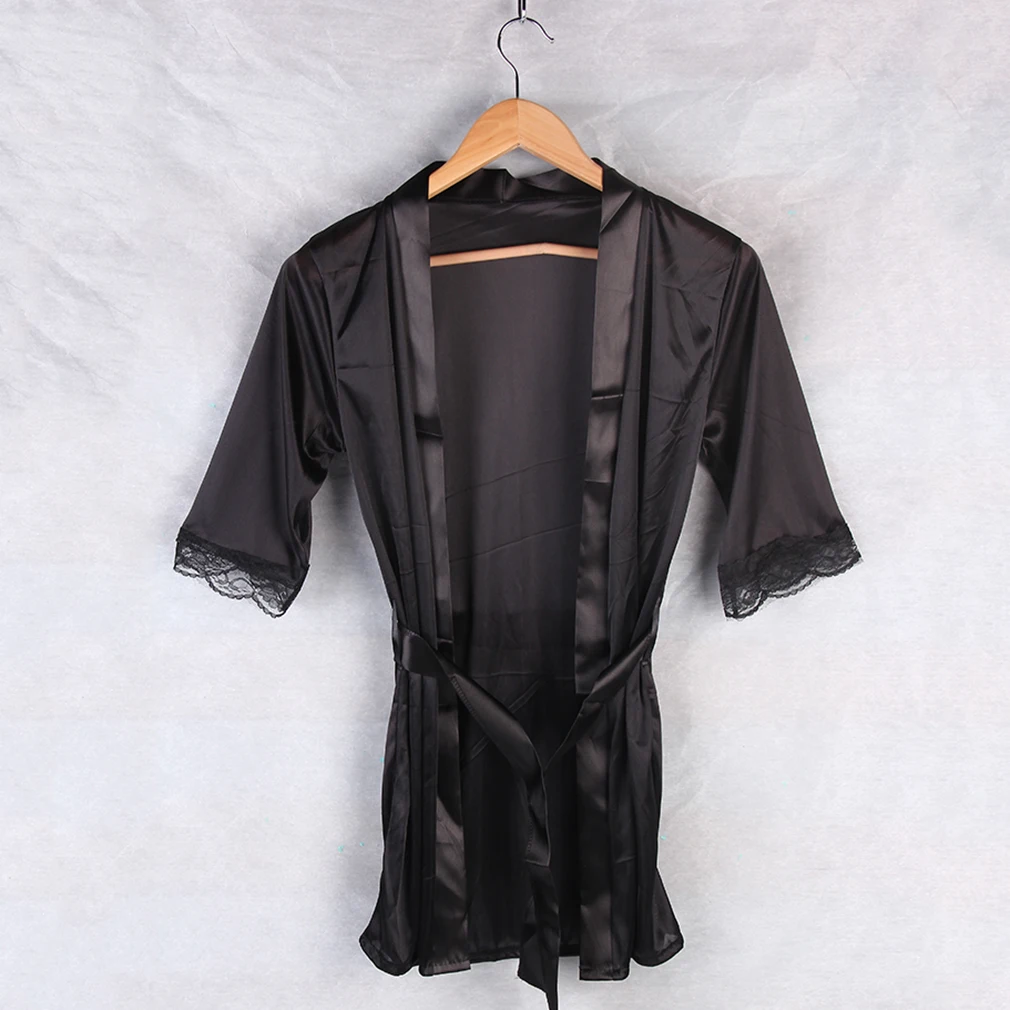 Комплект из 2 предметов женское сексуальное нижнее белье Халат + стринги атласное