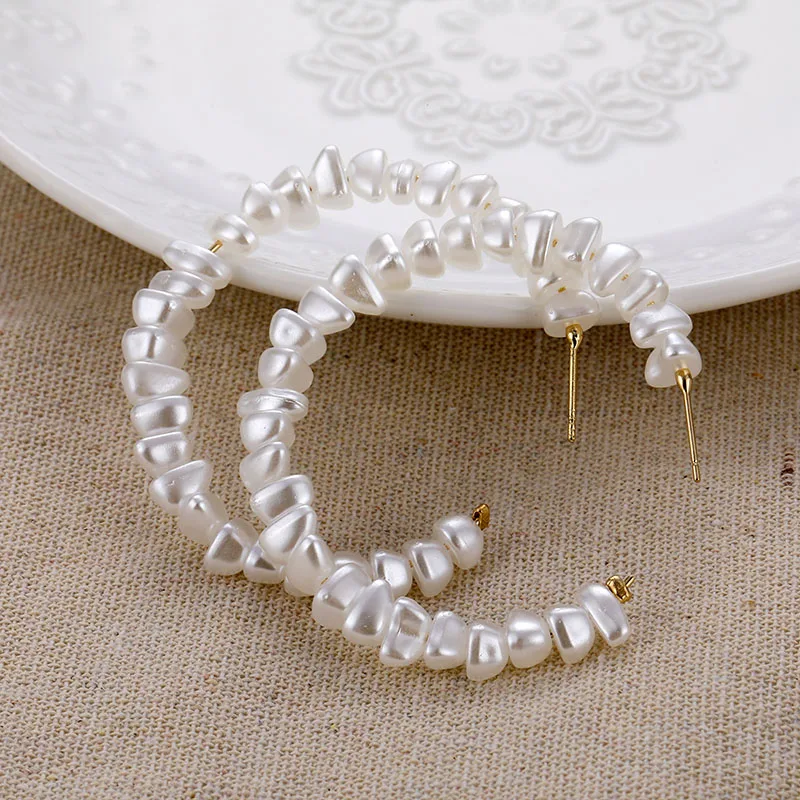 ZOVOLI жемчуг золотые крупные круглые серьги с жемчугом жемчужные золото сережки