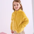 Зимняя теплая фланелевая куртка на молнии с длинным рукавом для маленьких девочек и мальчиков, однотонная толстовка, плотные пальто # g4