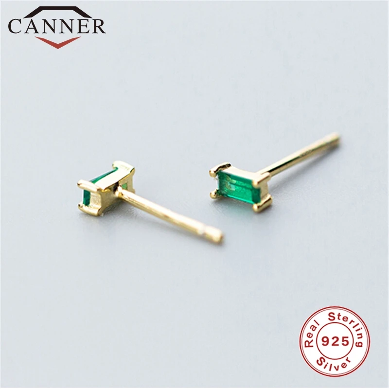 gold 2 INS простые 925 пробы серебряные однорядные голубые циркониевые индивидуальные маленькие серьги-гвоздики для женщин милые золотые серебряные цветные серьги-гвоздики - Окраска металла: gold 2