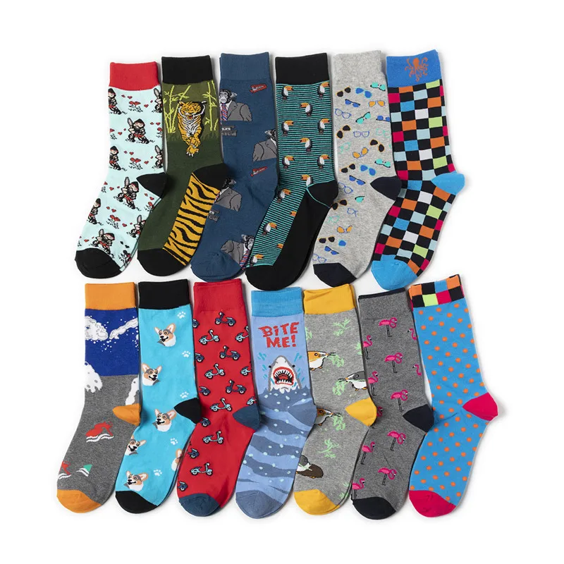 

New fashion shark tiger gentleman orangutan personality fun women's socks leisure skateboard in-tube skateboard men's socks