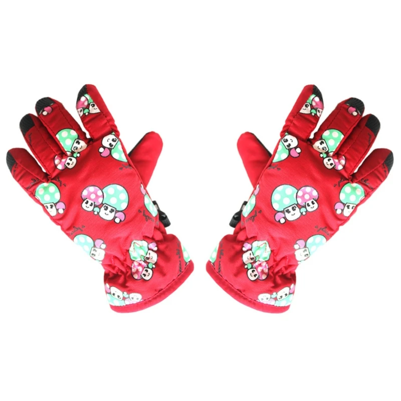 

Toddler Kids Winter Warm Snow Ski Gloves Cartoon Mushroom Plush Lined Mittens