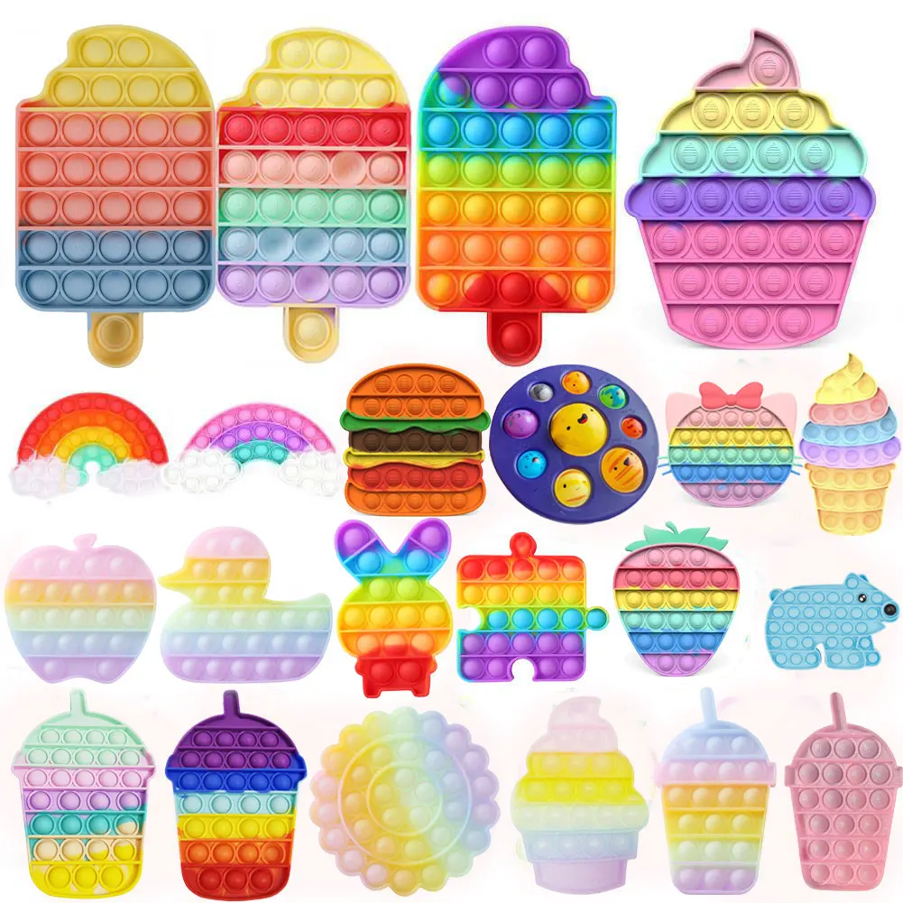 

Ice Cream Antistress Fidget Toy Push Bubble Sensory Toy Glitter Kids Autism Needs Squeeze Toy for Children Adult Free Shipping