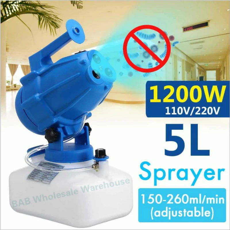 

5L 1200W Electric ULV Sprayer Cold Machine Fogger ultrasonic mist maker fogger 3-nozzles Insecticidal Air Sterilizer Epidemic