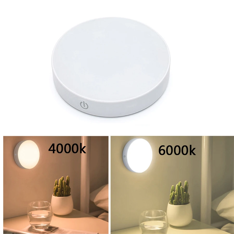 LED Touch Dimmable Night Light USB Rechargeable Under Cabinet Puck Night Lamp Magnet Stick on Closet Lights for Counter Kitchen