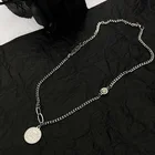 Ожерелье с подвеской в стиле панк для женщин и девушек, уникальное дизайнерское асимметричное ожерелье с буквенным принтом из титановой стали, ювелирное изделие