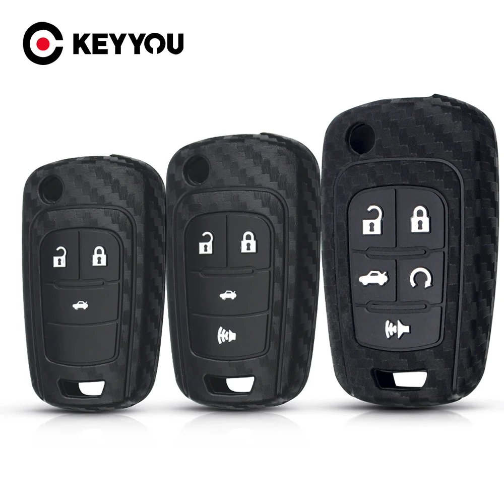 

KEYYOU Carbon Silicone Car Key Cover For Chevrolet Cruze Epica Lova Camaro For VAUXHALL OPEL Astra J Corsa E Insignia Zafira C