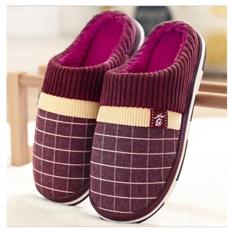 Зима 2019 Новинка теплые мужские тапочки короткие плюшевые домашние из флока для