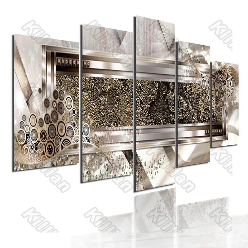 

Abstract Style Murals Canvas Painting Bed Home Decoration Prints 5 Pieces Silver Frame Decoration Living Room Wall Mural