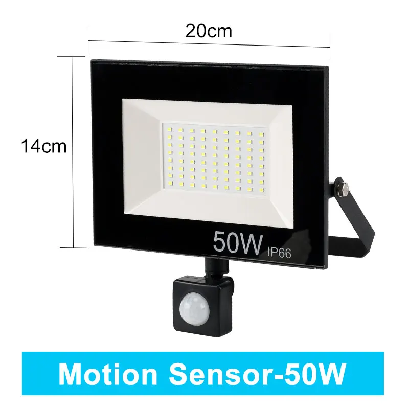 Sensor 50W Светодиодный прожектор светильник мощностью 10 Вт, 20 Вт, 30 Вт, 50 Вт 220V 240V напольный светильник Водонепроницаемый IP65 отражатель Точечный светильник Профессиональный светильник Инж - Испускаемый цвет: Sensor 50W