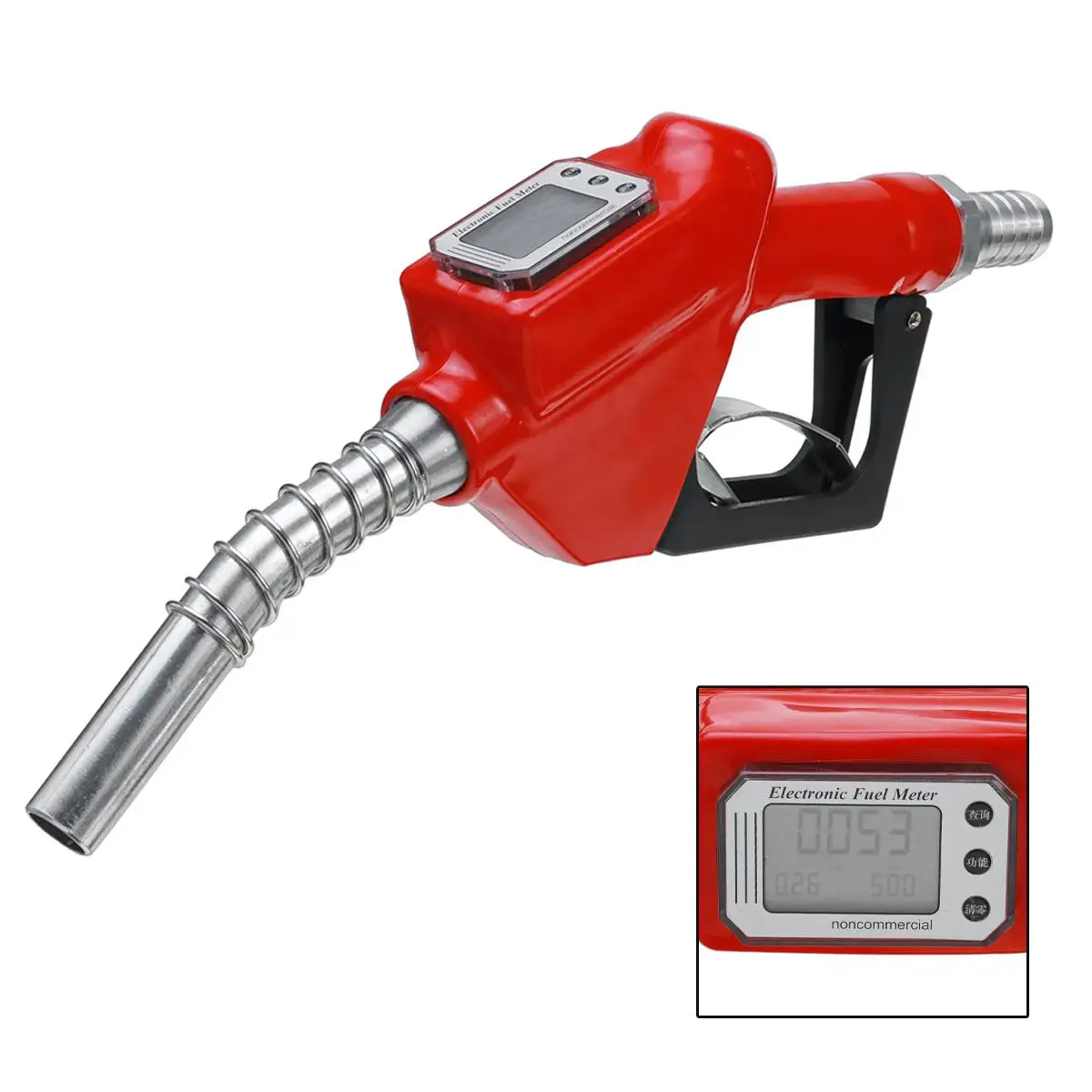 Digital Flow Meter Aluminum Alloy Fuel Gasoline Petrol Oil Delivery Gun Nozzle Dispenser LCD Diaplay 3Gears Refuel Injection Gun