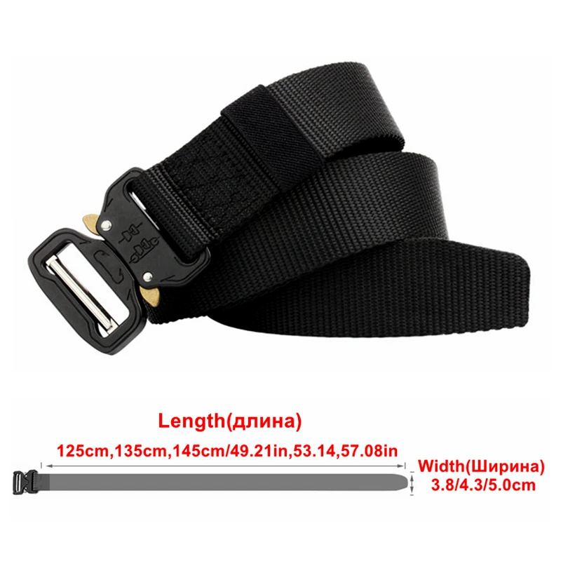 

Military Tactical Belt Nylon Army Belts Black Metal Buckle 125/135/145CM Outdoor Survival Training Hunting Molle Combat Belt Men