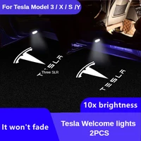 2pcs car door welcome led projector laser lamp logo ghost shadow light for tesla model 3 x model s three interior accessories