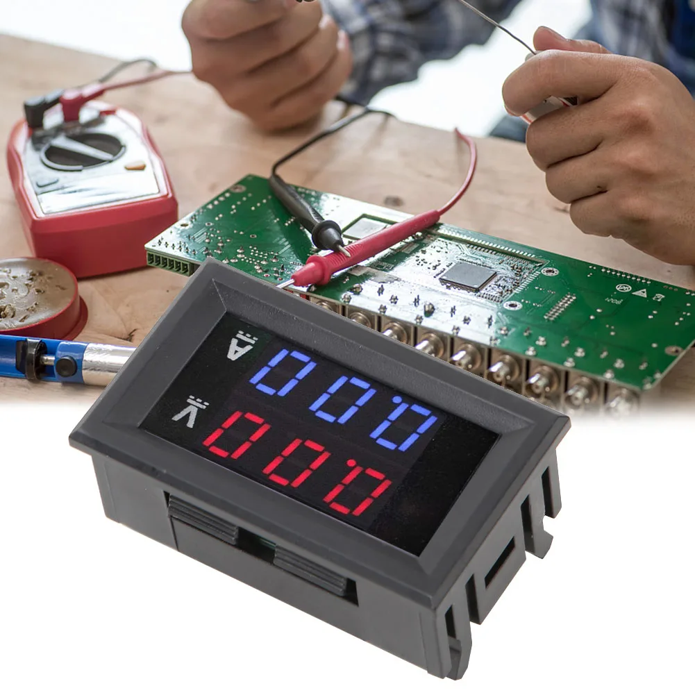 Мини цифровой вольтметр Амперметр DC0 100V/10A светодиодный DC двойной дисплей датчик