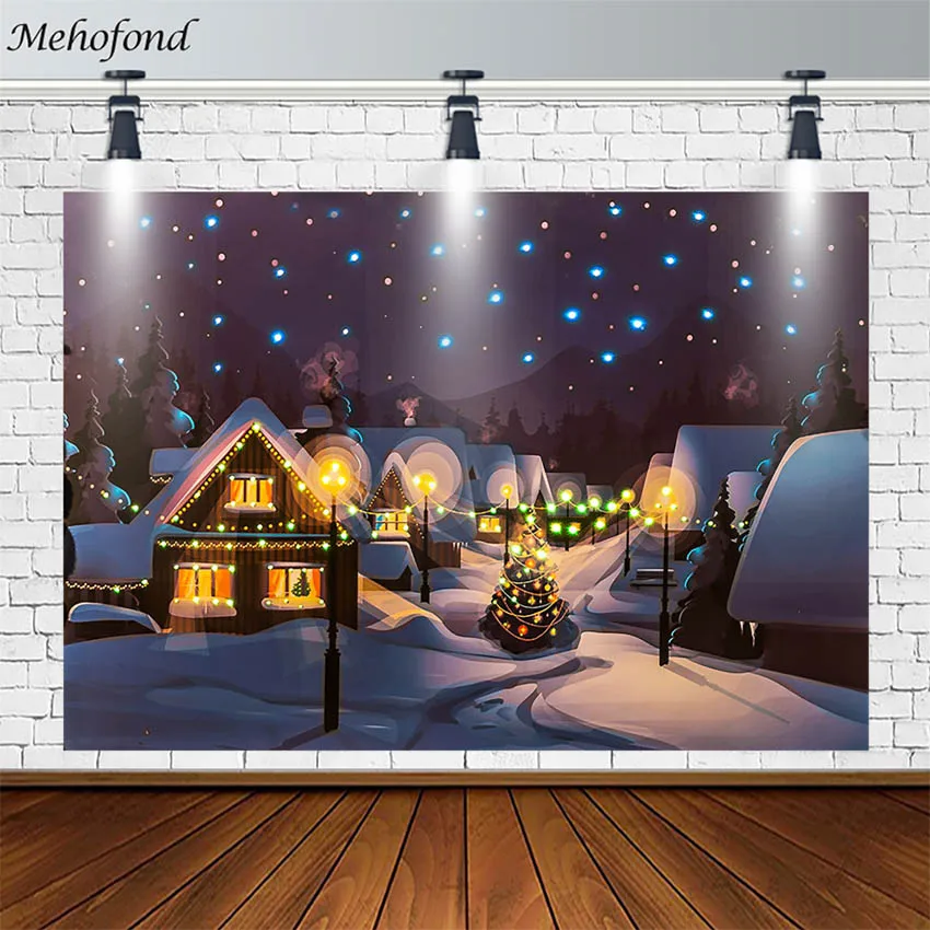 

Рождественская елка фон деревянный дом Снежинка боке гирлянды фотография Фон Фотостудия фотосессия Декор реквизит