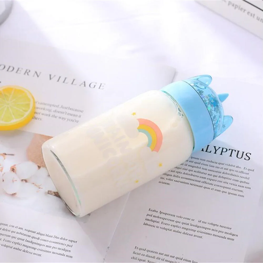 Мультяшная Радужная бутылка для воды прозрачная стеклянная чашка сока чая кофе