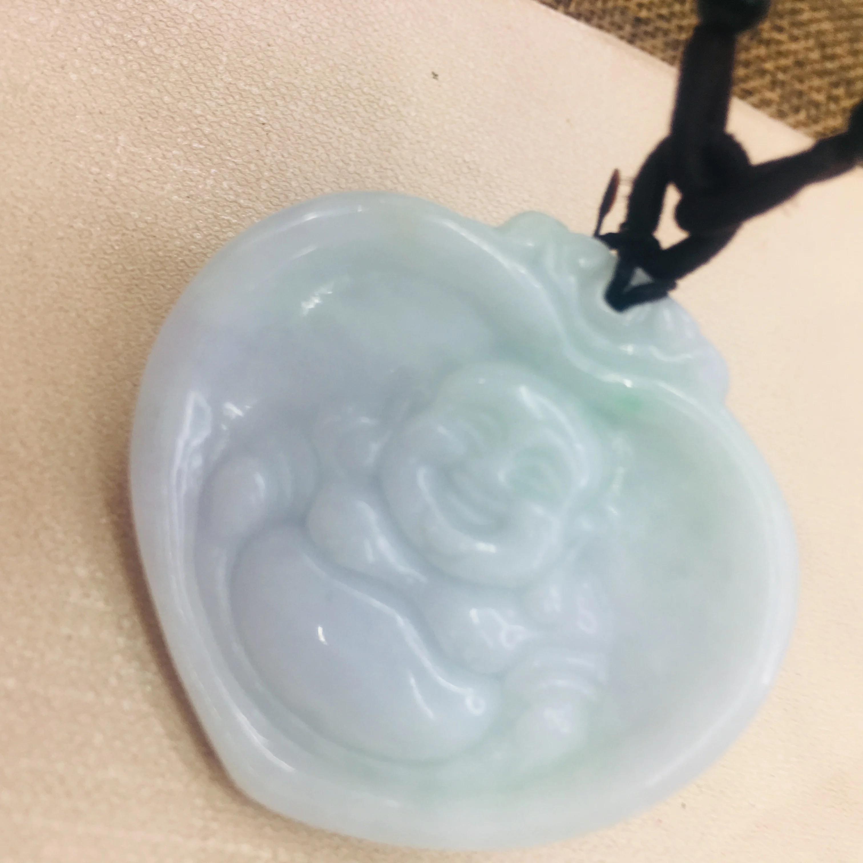 Натуральный бирманский Изумрудный нефрит резьба в форме сердца Будда кулон с