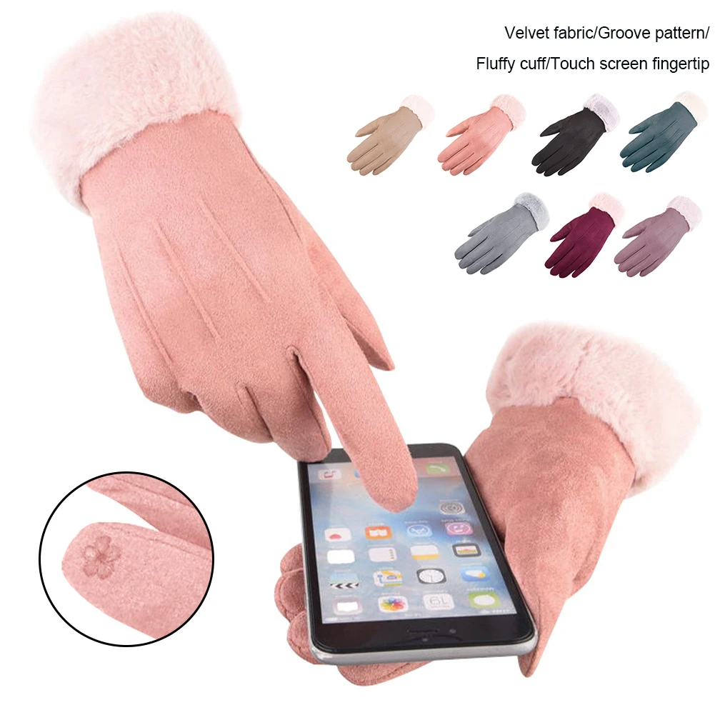 

Winter Cycling Glove Womens Warm Touchscreen Thermal Full Finger Driving Windproof Gloves Outdoor Sports Ski Cycling Gloves