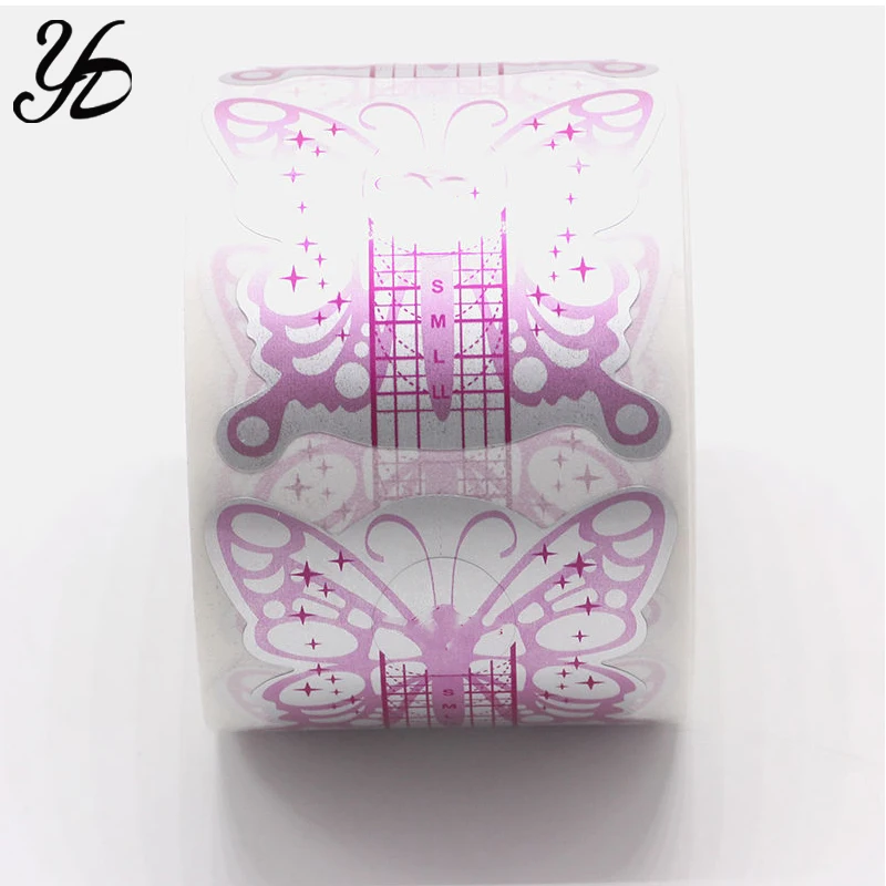 100 шт. профессиональная самоклеящаяся Форма для ногтей с бабочками руководство