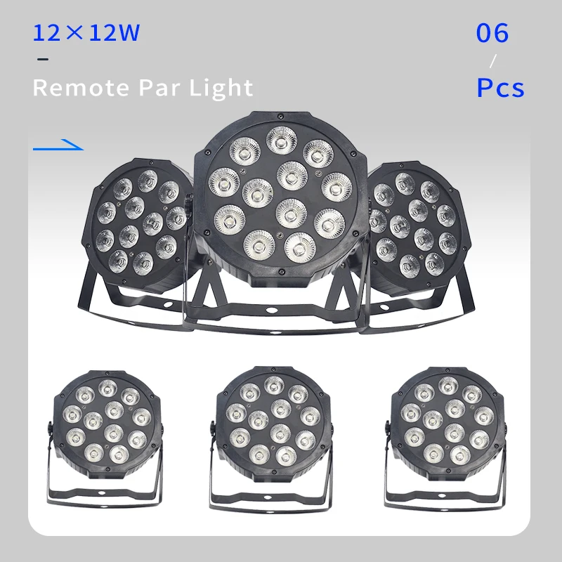 

6units 25 Angle big lens 12x12W led Par lights with Remote control RGBW 4in1 flat par led dmx512 disco lights professional stage