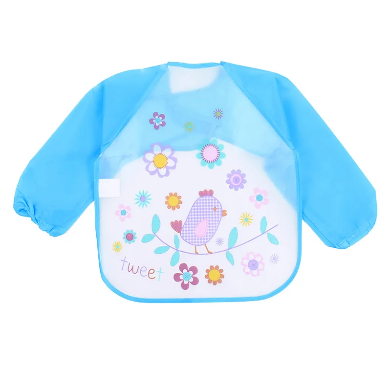 Baby Bibs Waterproof Burp Cloths Full Sleeve Children Apron Feeding Drooling Baberos Bebe Long Sleeves for | Детская одежда и