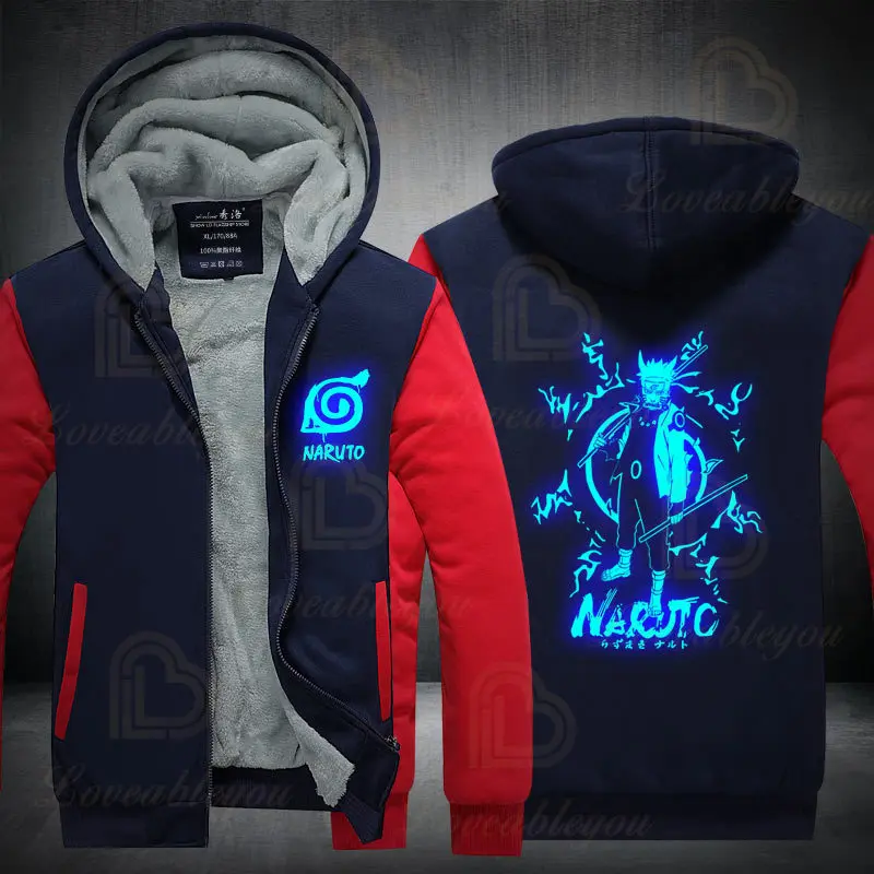 Naruto Itachi Akatsuki Print Winter Hoodie Cloud Symbol Hooded Pullover Sweatshirt Harajuku Warm Fleece Clothing |