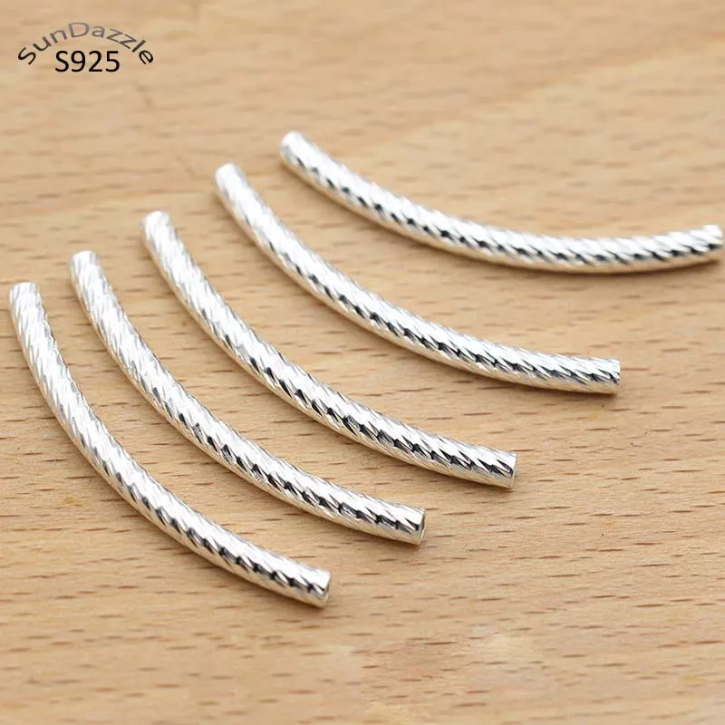Длинные изогнутые бусины из серебра 925 пробы для браслетов ожерелий|Ювелирная
