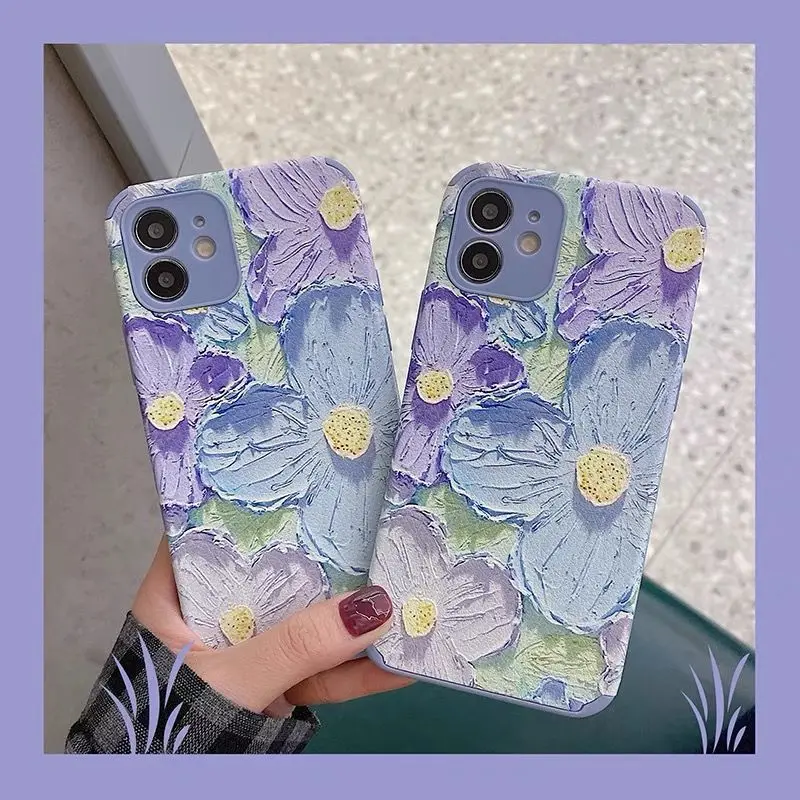 

Watercolor Painting Case Cover for iPhone 12 11 Pro Max Xs XR 7 8 Plus Flowers Coques Shockproof Cover Arts Phone Cases