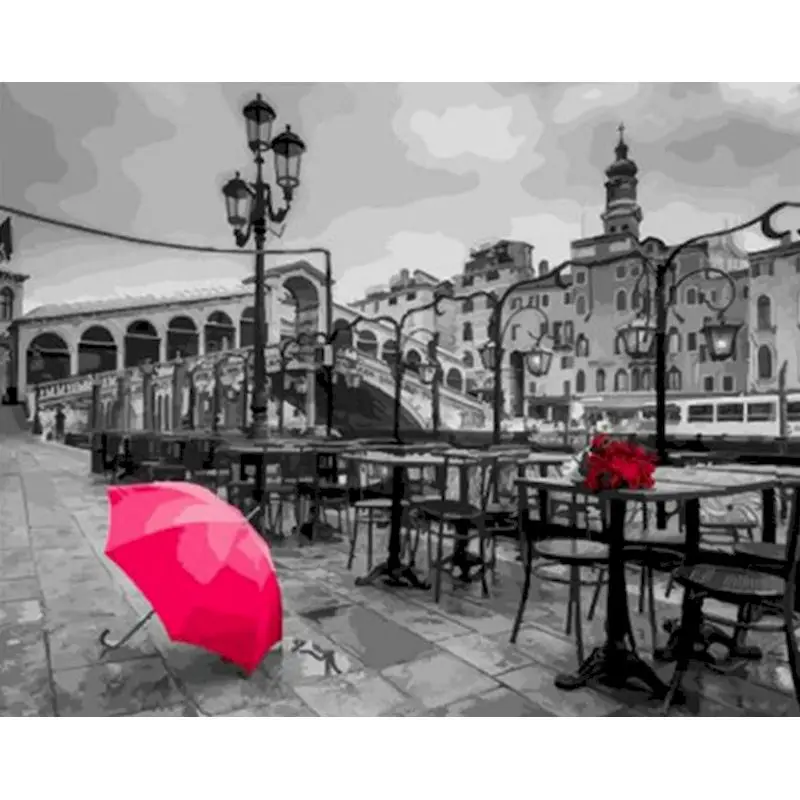 

GATYZTORY Rose DIY Painting By Numbers Red umbrella City Kits Drawing Canvas DIY Oil Pictures By Numbers Landscape Home Decor Gi