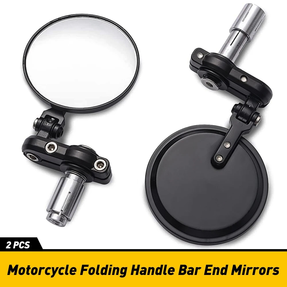 Боковое зеркало заднего вида выпуклое мотоциклетное с круглым концом для ручек