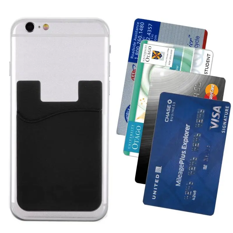 

2021 New 1Pc Adhesive Sticker Phone Pocket Cell Phone Stick On Card Wallet Stretchy Credit Cards ID Card Holder Pouch Sleeve