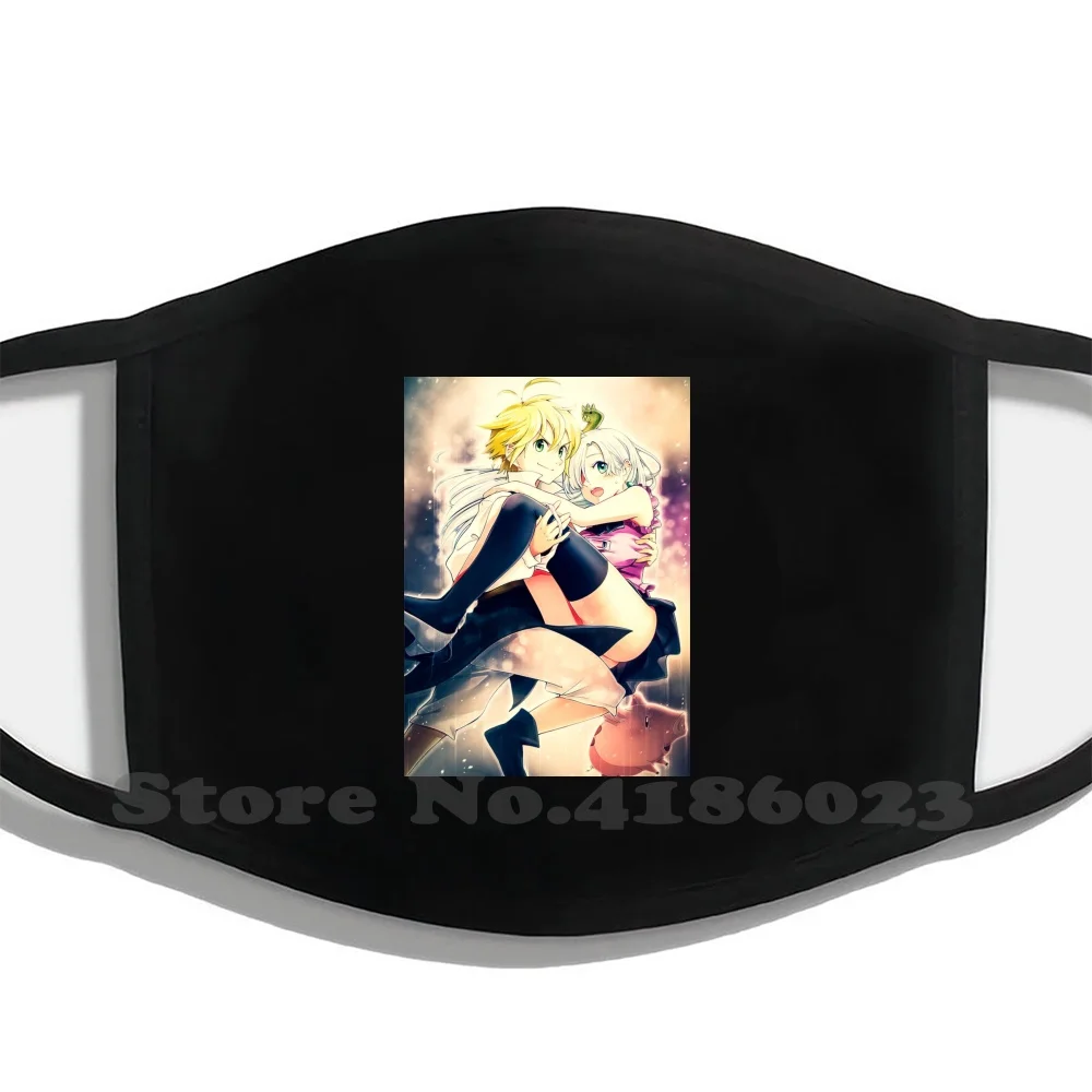 

King From The Seven Deadly 8 Design Black Breathable Reusable Mouth Mask King Seven Deadly Sins Anime Grizzly Sin Harlequinn